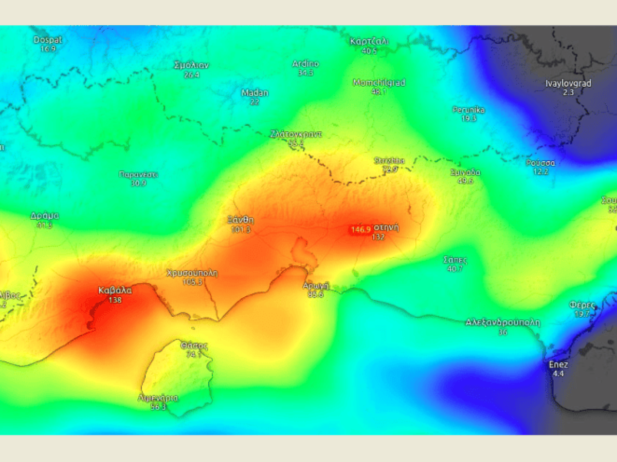 Έως και 146,9 χιλιοστά βροχής αναμένονται στην περιοχή της Κομοτηνής