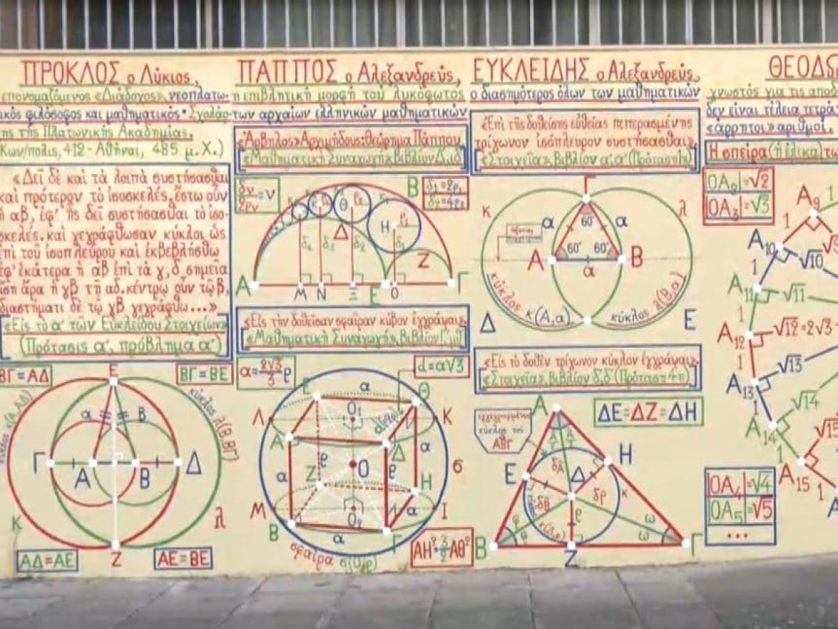 Καλαμάτα: Γεωμετρικά σχήματα και αποσπάσματα αρχαίων κειμένων ομορφαίνουν τοίχους Γυμνασίου
