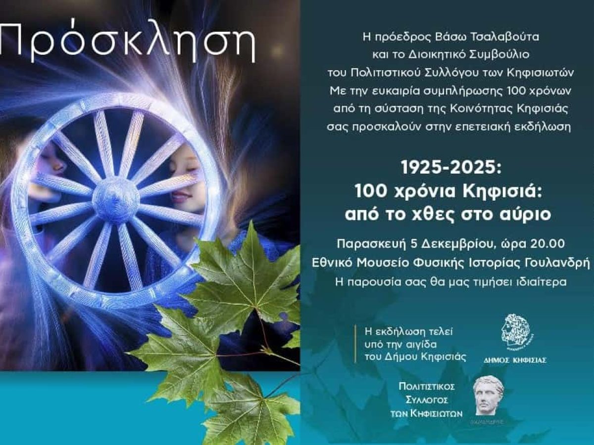 Κηφισιά: 100 χρόνια Ιστορίας – Επετειακή Εκδήλωση στο Μουσείο Γουλανδρή