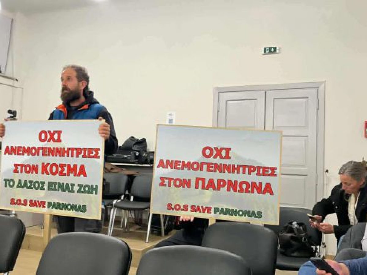 Με πλακάτ στο Περιφερειακό Συμβούλιο οι κάτοικοι του Κοσμά | Αντιδρούν στις ανεμογεννήτριες στον Πάρνωνα