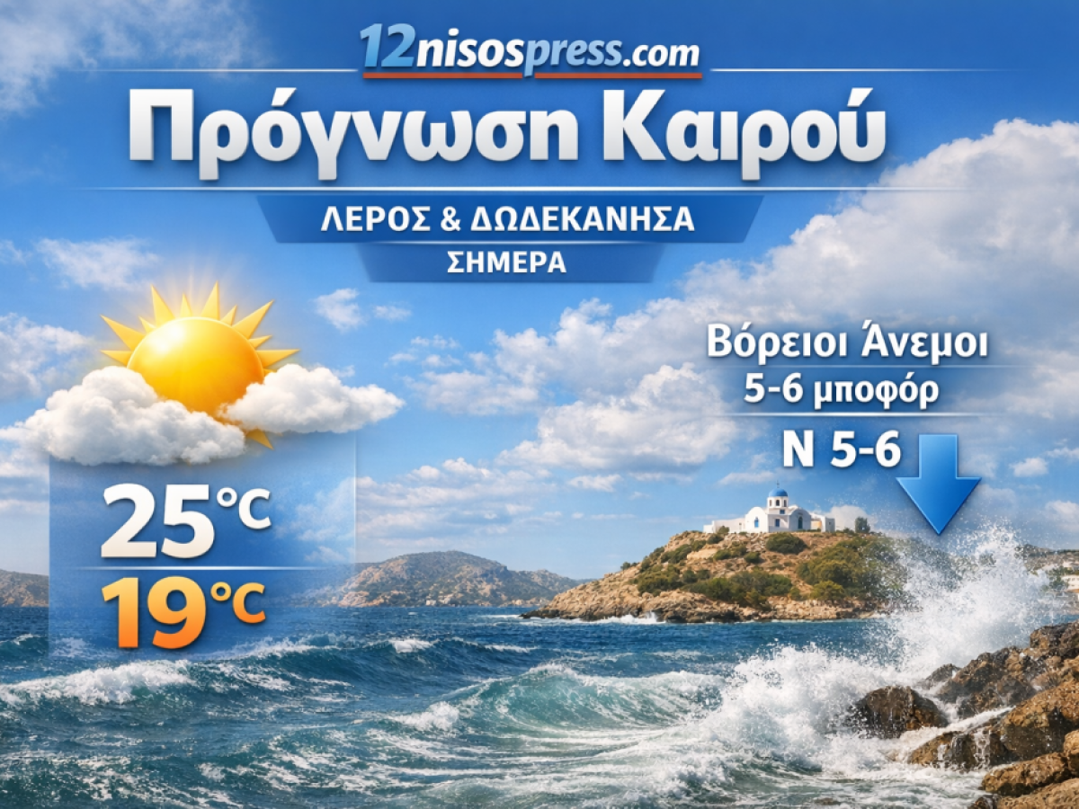 Χειμωνιάτικο σκηνικό με ανέμους και τοπικά φαινόμενα σε Λέρο και Δωδεκάνησα