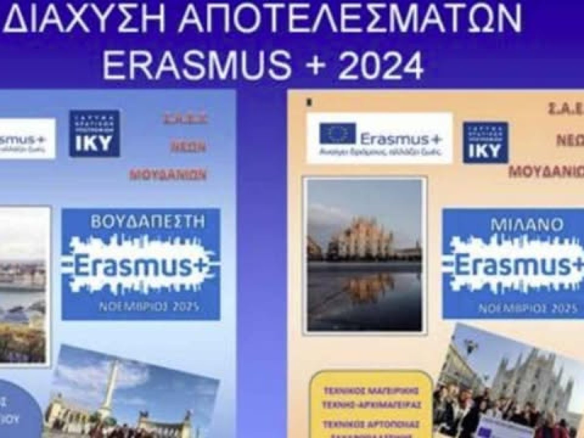 &Eta;&mu;έ&rho;&alpha; &Delta;&iota;ά&chi;&upsilon;&sigma;&eta;&sigmaf; &Alpha;&pi;&omicron;&tau;&epsilon;&lambda;&epsilon;&sigma;&mu;ά&tau;&omega;&nu; Erasmus+ 2024 &sigma;&tau;&eta; &Sigma;.&Alpha;.&Epsilon;.&Kappa;. &Nu;έ&omega;&nu; &Mu;&omicron;&upsilon;&delta;&alpha;&nu;&iota;ώ&nu;