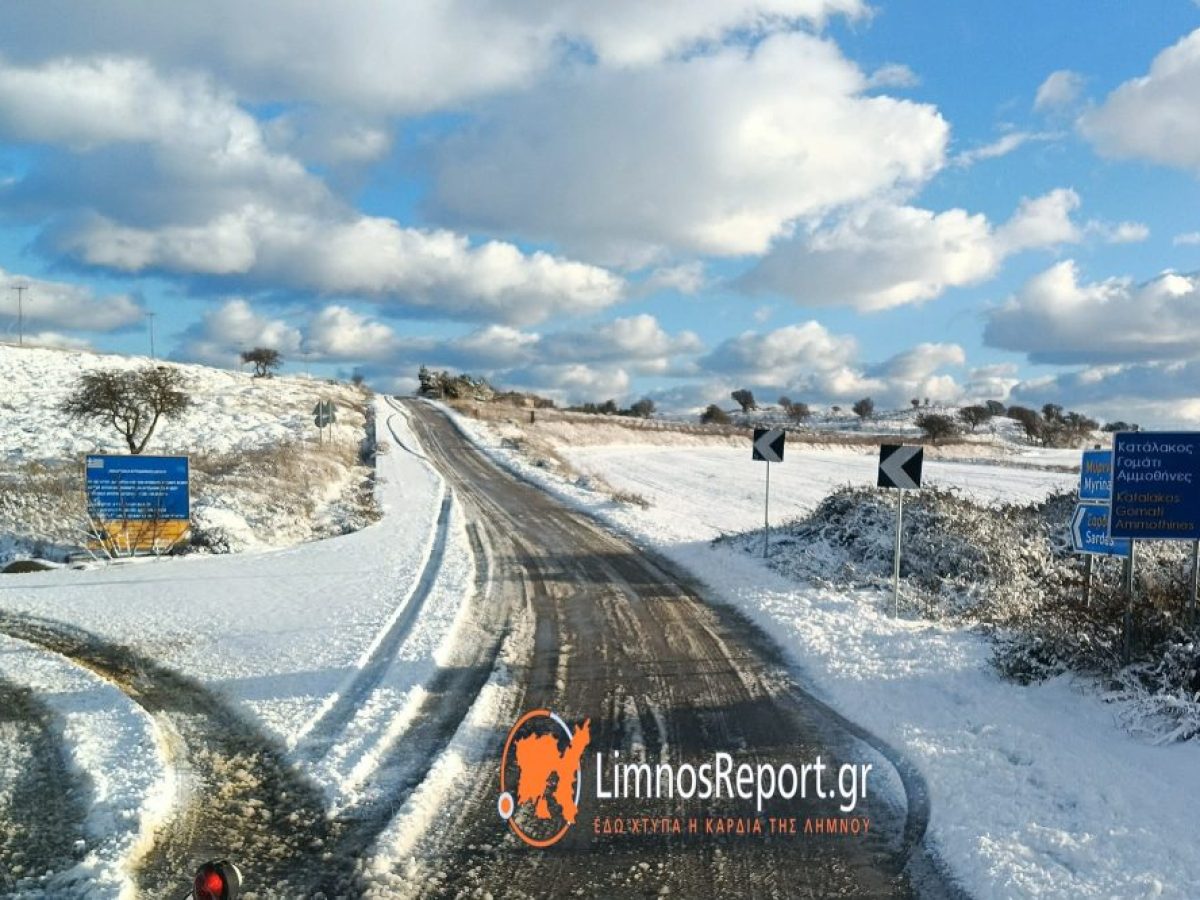 Λευκή Πρωτοχρονιά στη Λήμνο – Χιονόπτωση και έγκαιρη κινητοποίηση της Π.Ε. Λήμνου(Βλιντεο-φωτο)
