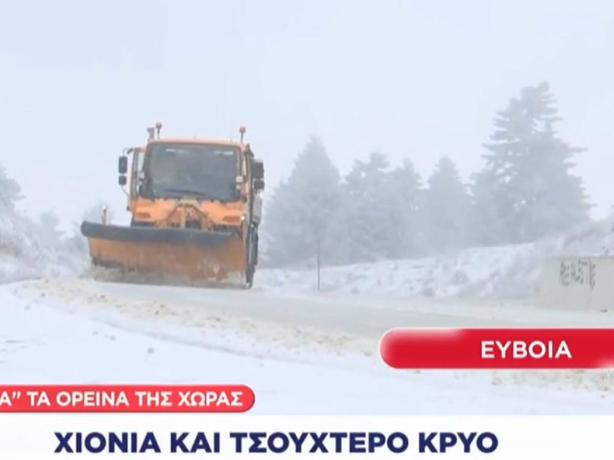 «Λευκός» συναγερμός στην Εύβοια: Μάχη με τον χιονιά και τους θυελλώδεις ανέμους στη Δίρφυ