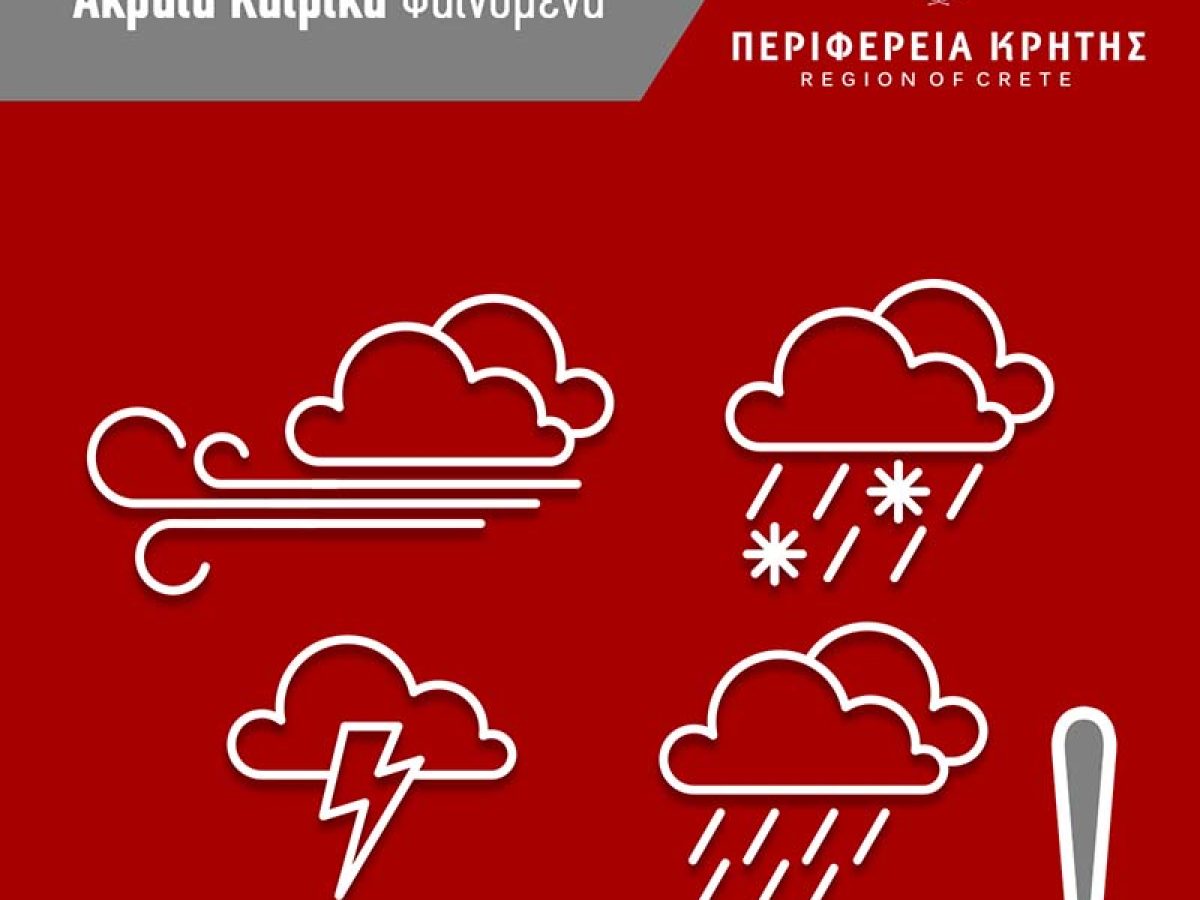 Σε “red code” και η Κρήτη για επικίνδυνα καιρικά φαινόμενα