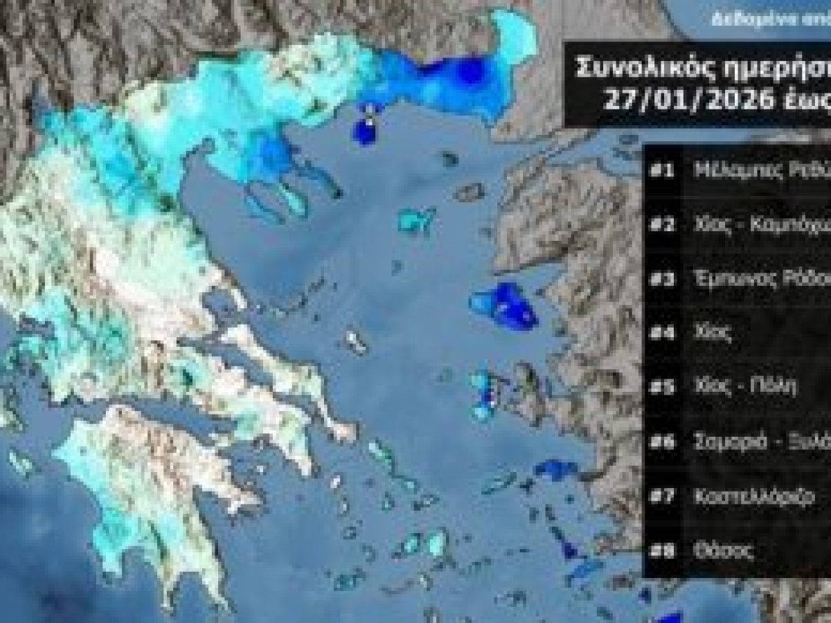 Σε Θράκη, Κρήτη και Αιγαίο τα μεγαλύτερα ύψη βροχής την Τρίτη