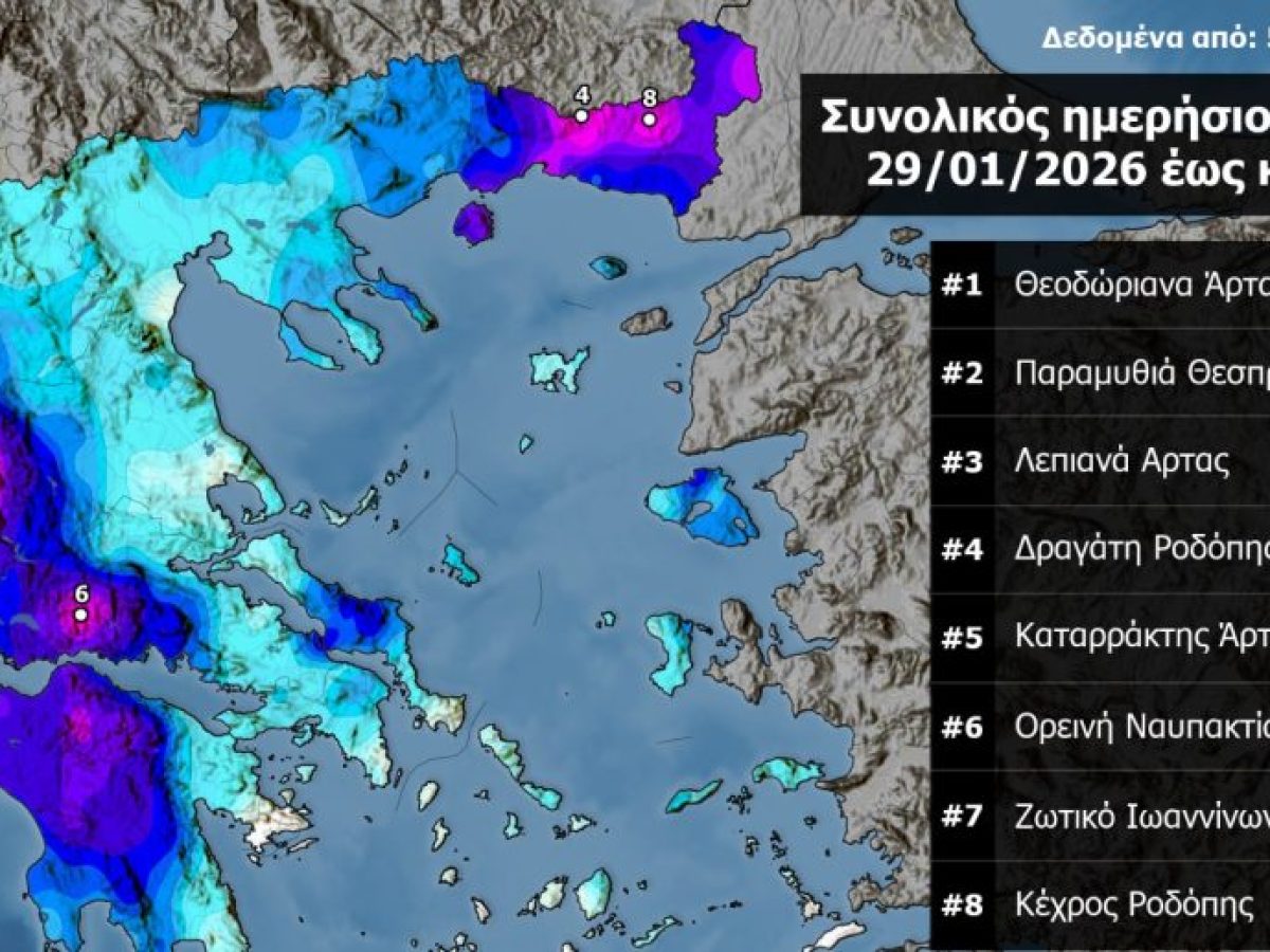 Στην ορεινή Ναυπακτία από τα μεγαλύτερα ύψη βροχής την Πέμπτη