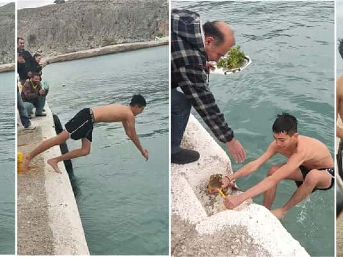 Θεοφάνια στην ακριτική Ψέριμος: Ένας και μοναδικός νεαρός έπεσε στη θάλασσα για τον Τίμιο Σταυρό κρατώντας ζωντανό το έθιμο.(video)