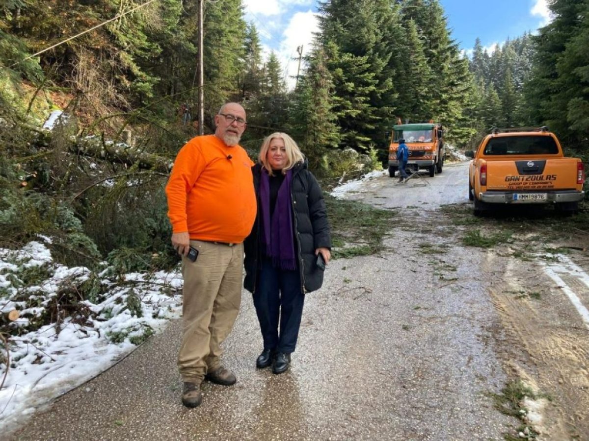 Αεικίνητη και την Κυριακή η Χρύσα Ντιντή – Αυτοψία στην Κρανιά για το πρόβλημα της ΔΕΗ εν μέσω χιονόπτωσης