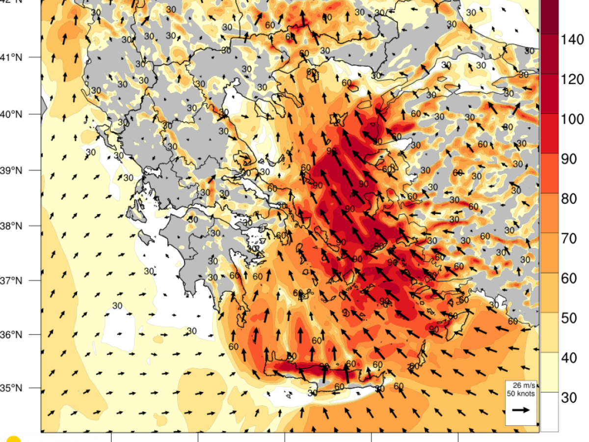 Meteo: Ενισχυμένοι νοτιάδες την Κυριακή και αφρικανική σκόνη