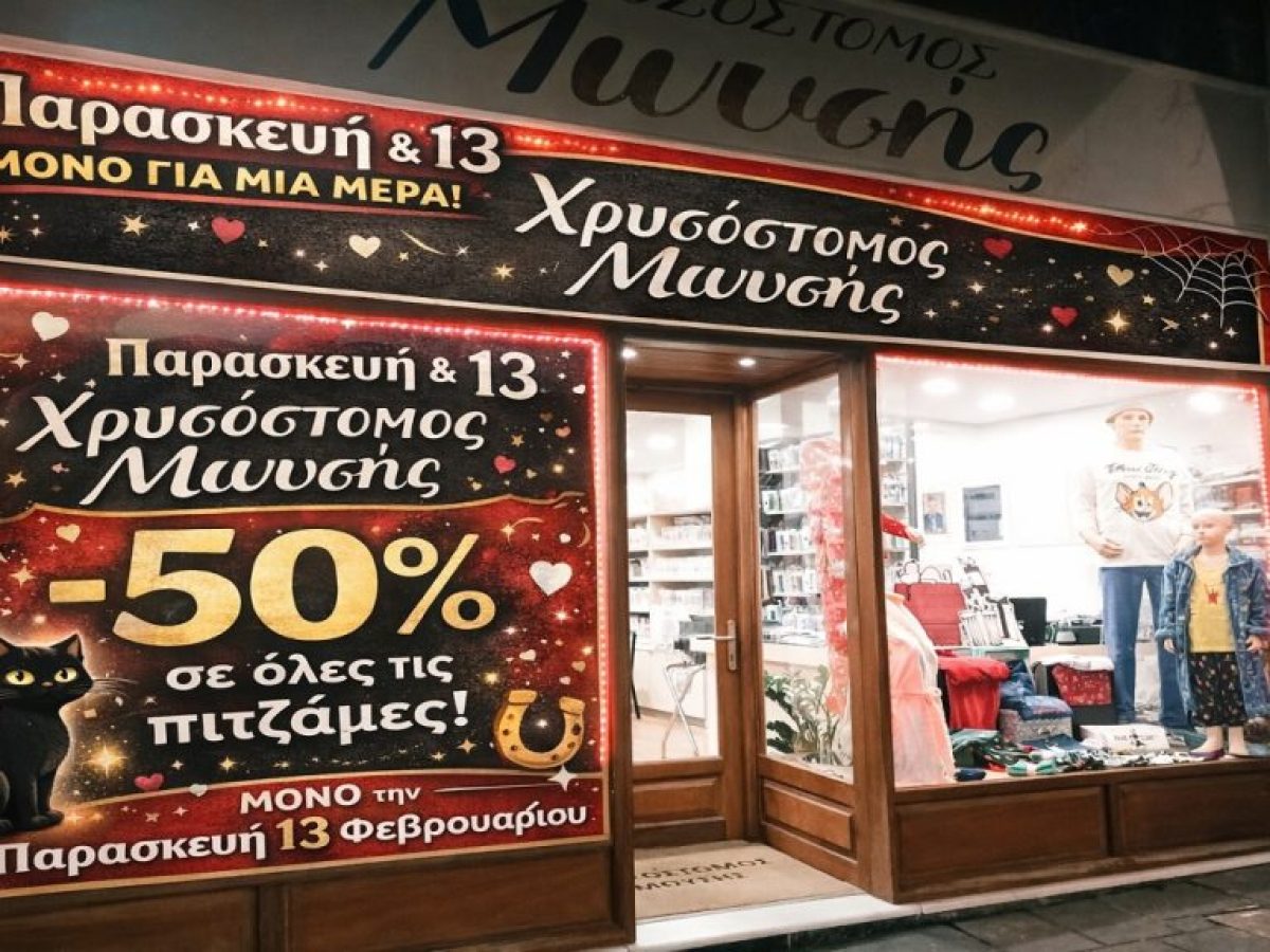 Χρυσόστομος Μωυσής: -50% σε όλες τις πιτζάμες την Παρασκευή 13  Φεβρουαρίου!