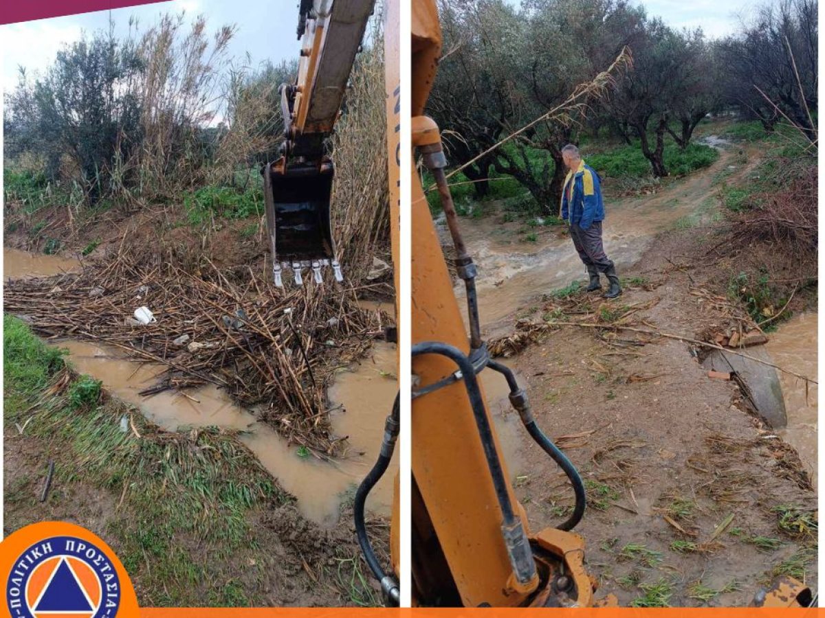 Δυτική Αχαΐα: Καθαρισμοί σε χαντάκια και δρόμους από φερτά υλικά λόγω των βροχοπτώσεων και το Σαββατοκύριακο