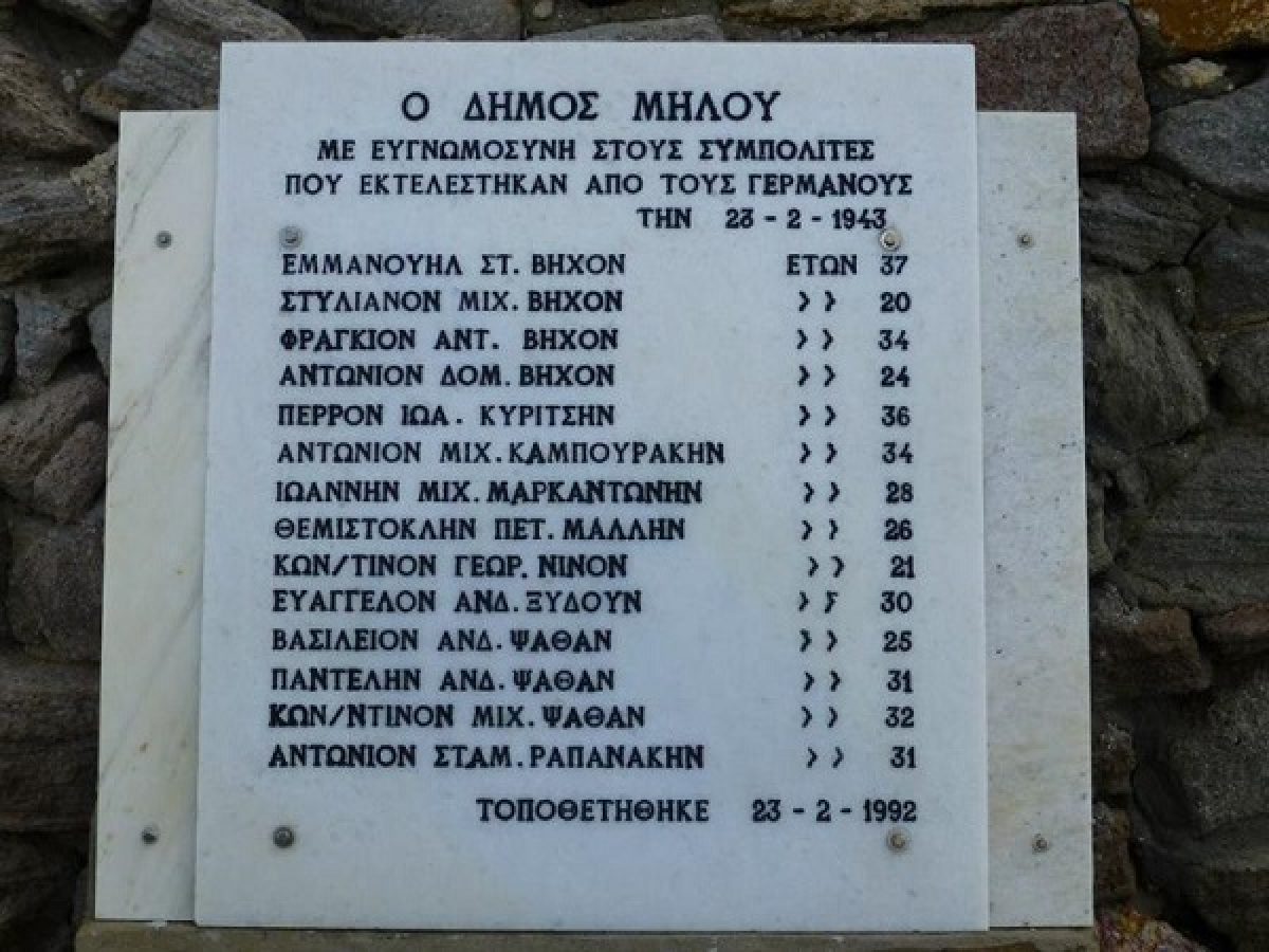 Εκδήλωση για τους Δεκατέσσερις εκτελεσθέντες  στη Μήλο