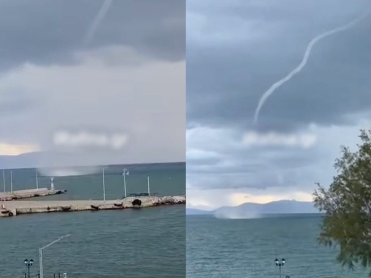 Εντυπωσιακός υδροστρόβιλος έκανε την εμφάνισή του στο λιμάνι της Ραφήνας