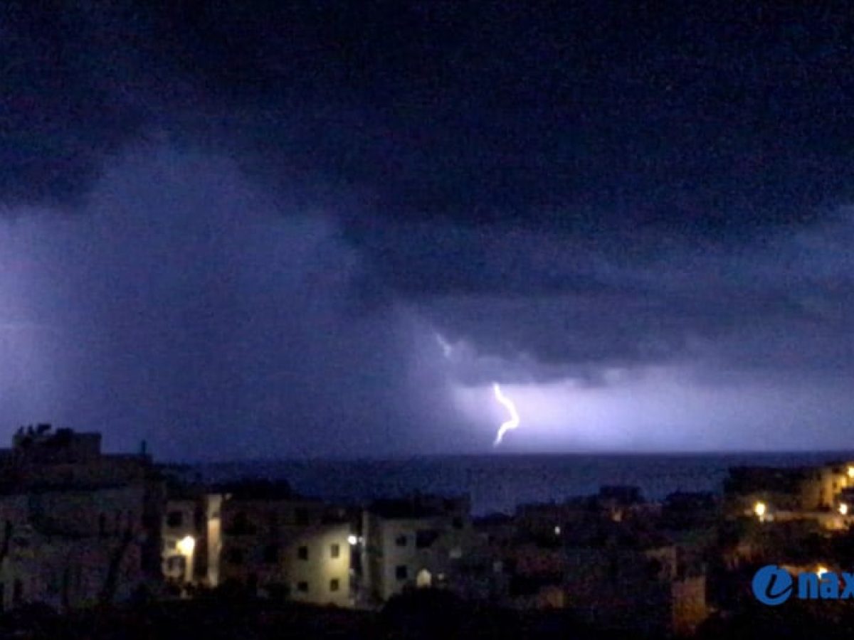 Έντονες καταιγίδες σε δυτική και βόρεια Νάξο – Μεγάλα ύψη βροχής