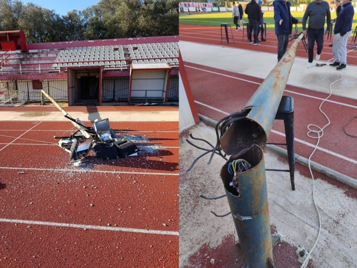 Έπεσε πυλώνας στο γήπεδο της Λευκίμμης!