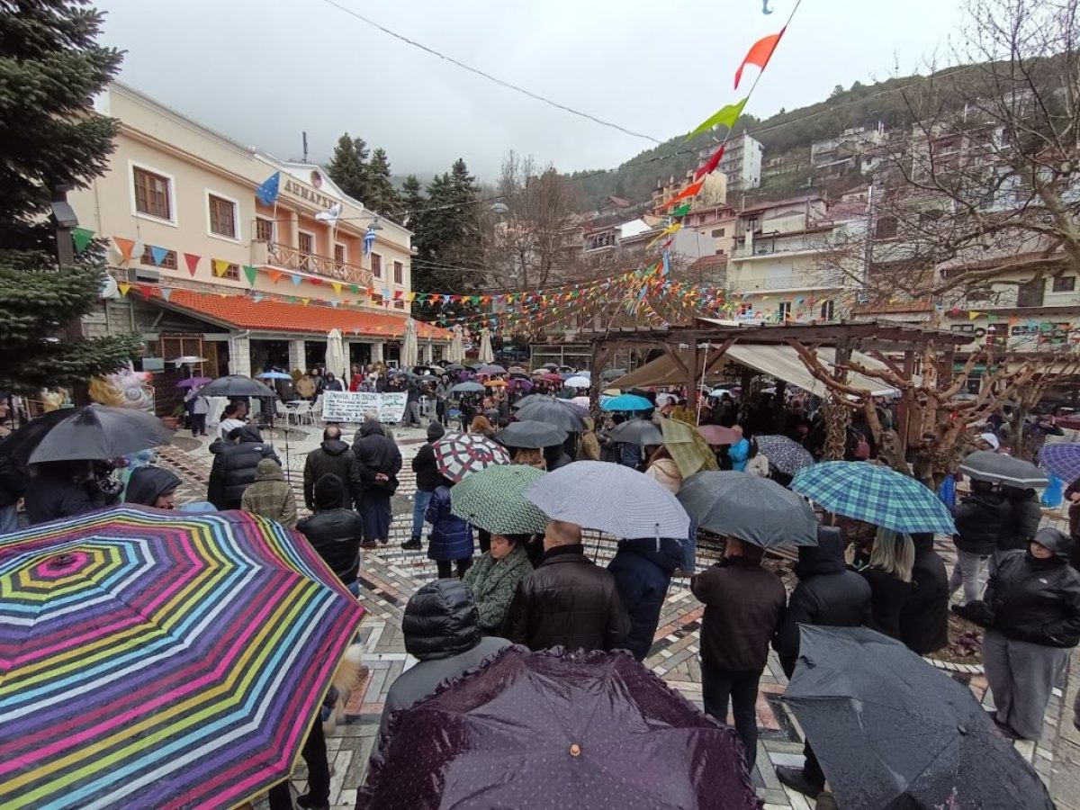 Ηχηρό «παρών» των πολιτών παρά τη βροχή στο Καρπενήσι για το σχέδιο «Εύρυτος»