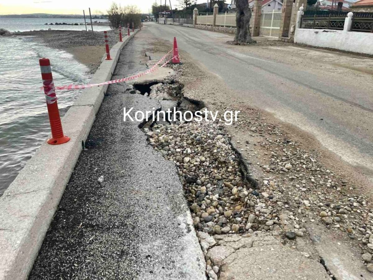 Λέχαιο: Νέα καθίζηση στο παραλιακό μέτωπο, λόγω διάβρωσης (video-φωτο)