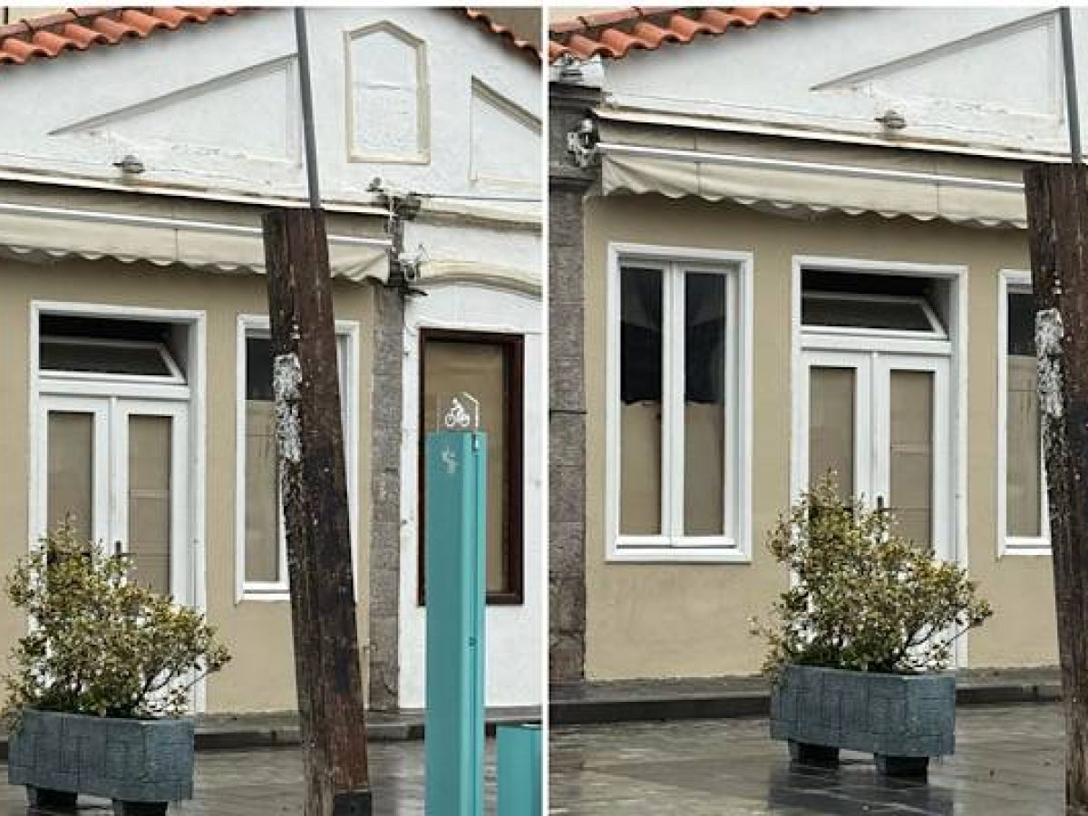 Μύρινα: Ετοιμόρροπη κολόνα με καλώδιο ρεύματος στην πλατεία ΟΤΕ