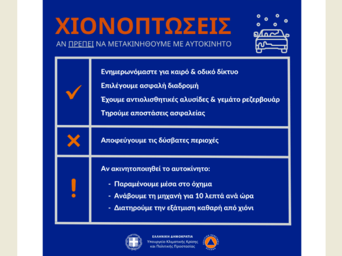 Προειδοποιήσεις Δήμου Κομοτηνής και Περιφέρειας Αν. Μακεδονίας-Θράκης ενόψει πρόβλεψης για χιονοπτώσεις