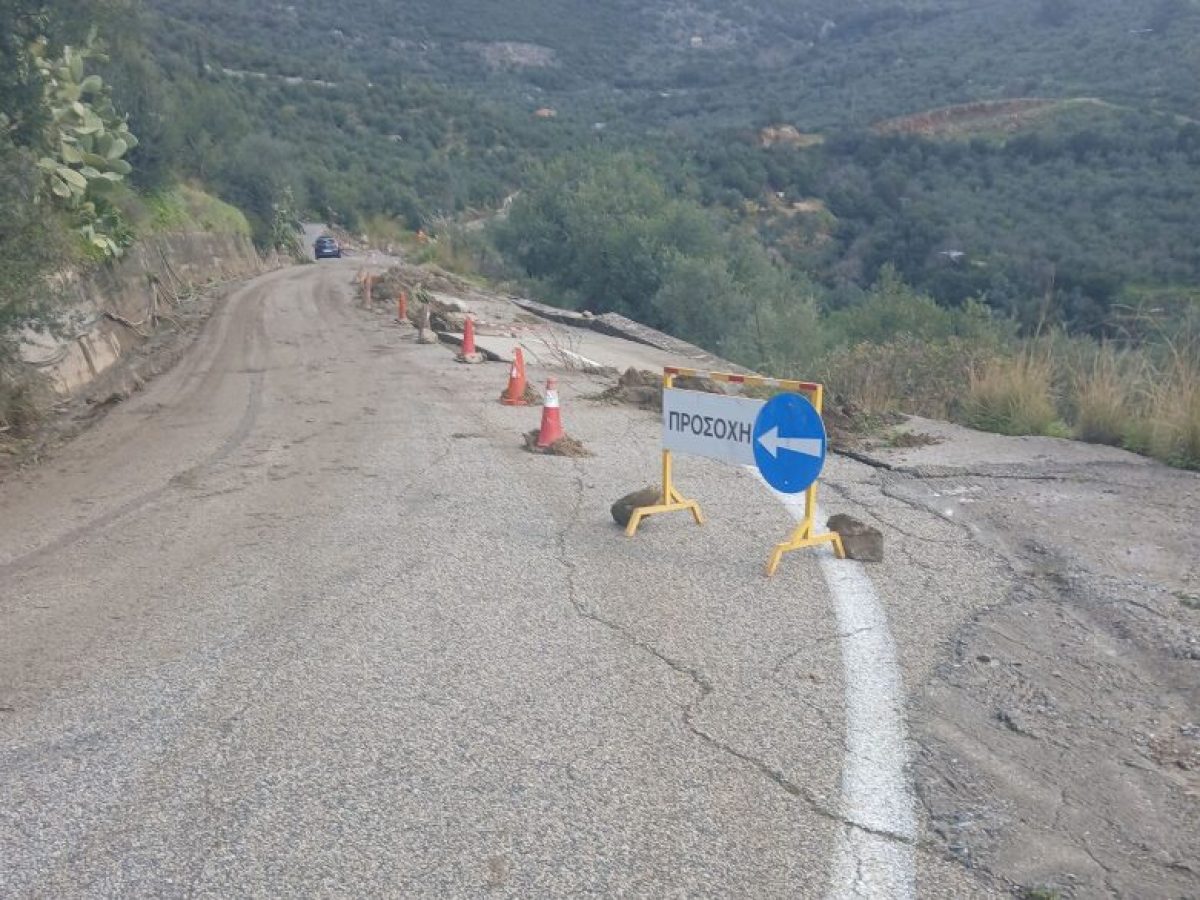 “Ρηγματώσεις και επικίνδυνη καθίζηση” στο δρόμο προς Ταΰγετο-Εκτροπή των οχημάτων προς Λαδά και Καρβέλι