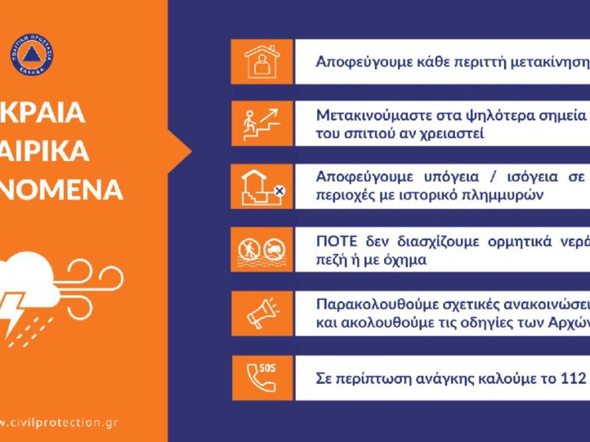 Συστάσεις Δήμου Κομοτηνής ενόψει “Πορτοκαλί Προειδοποίησης” της ΕΜΥ