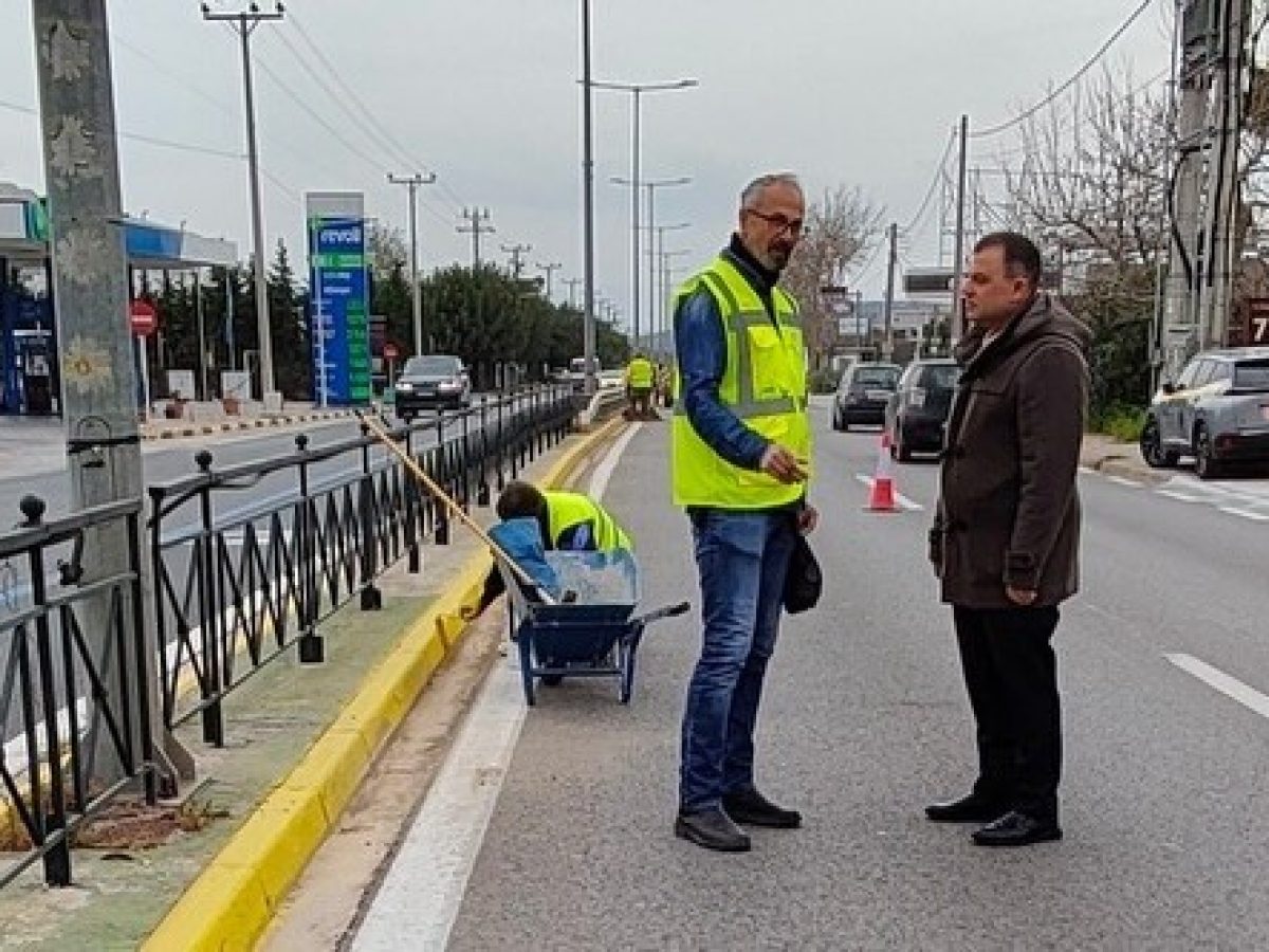 Αυτοψία του Αντιπεριφερειάρχη Ανατολικής Αττικής Δημήτρη Δαμάσκου στις εργασίες της Περιφέρειας στη Λ. Μαραθώνος