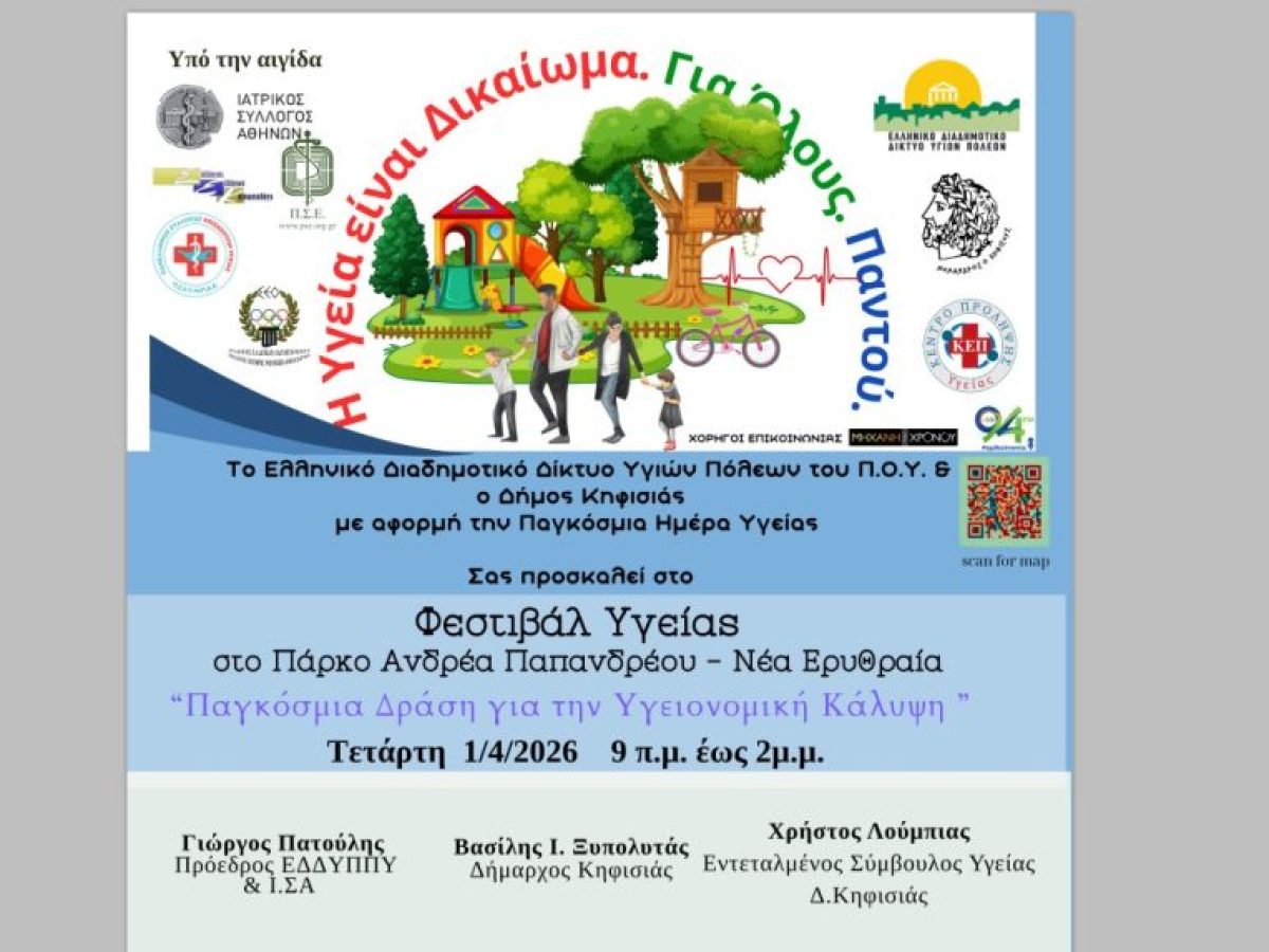 Φεστιβάλ Υγείας & Δημιουργικότητας στην Κηφισιά: Μια μεγάλη δράση πρόληψης, ενημέρωσης και συμμετοχής για όλους