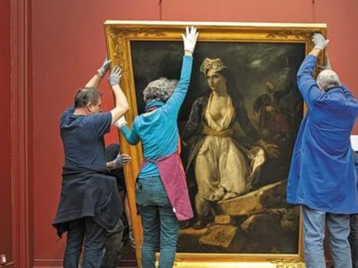 Έφτασε στο Μεσολόγγι ο εμβληματικός πίνακας του Ντελακρουά «Η Ελλάδα στα ερείπια του Μεσολογγίου»