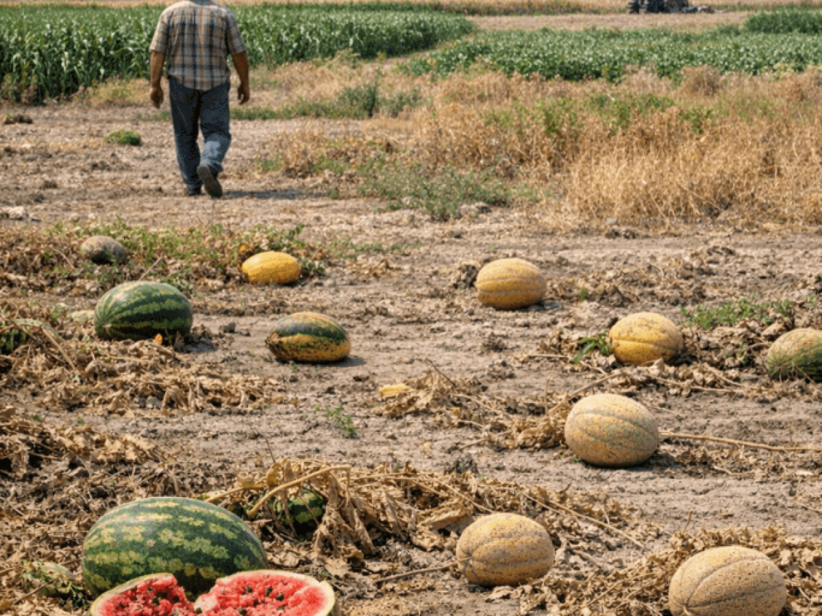 Συνεχίζεται η πτώση σε καρπούζια και πεπόνια στον κάμπο των Τρικάλων