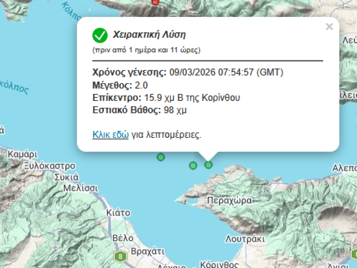 Τρεις ασθενείς σεισμικές δονήσεις στον Κορινθιακό Κόλπο