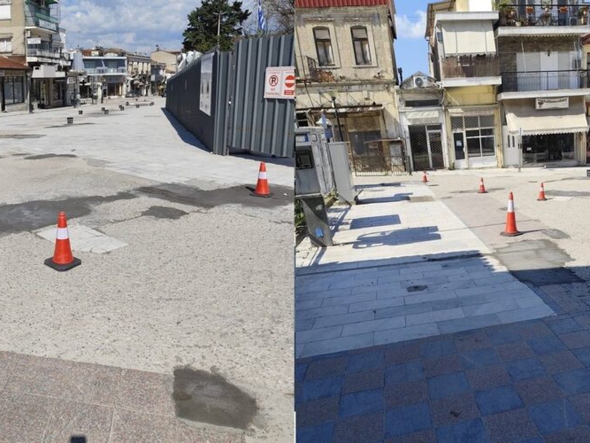 Διδυμότειχο: Μπάλωσαν πάλι με τσιμέντο τις λακκούβες της κεντρικής πλατείας, εν όψει περιφοράς Επιταφίου