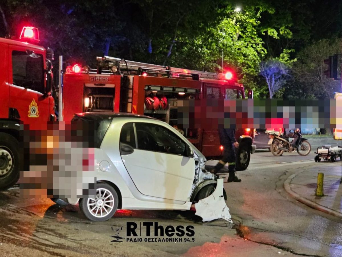 Τροχαίο ατύχημα στη Θεσσαλονίκη – Δύο τραυματίες (VIDEO & PHOTO)