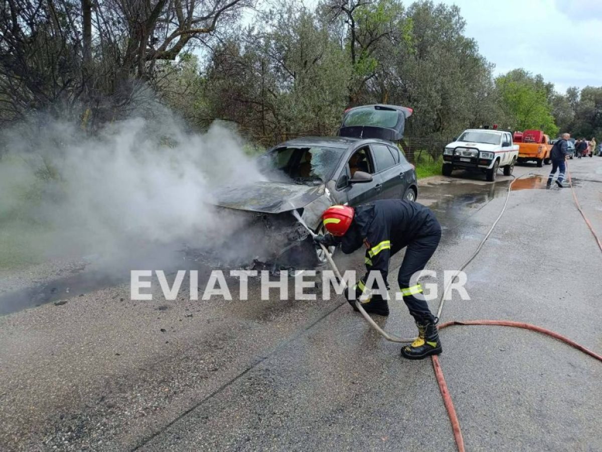 Φωτιά σε ΙΧ στην Ερέτρια: Στις φλόγες το όχημα νεαρού οδηγού (ΦΩΤΟ)