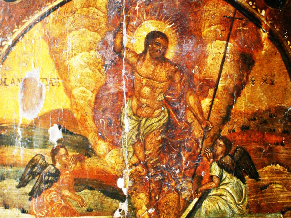 &Eta; &Alpha;&nu;ά&sigma;&tau;&alpha;&sigma;&iota;&sigmaf; &tau;&omicron;&upsilon; &Chi;&rho;&iota;&sigma;&tau;&omicron;ύ &kappa;&alpha;&iota; &omicron; Ά&gamma;&iota;&omicron;&sigmaf; &Gamma;&epsilon;&rho;ά&sigma;&iota;&mu;&omicron;&sigmaf; -&Mu;&iota;&alpha; &iota;&delta;&iota;&alpha;ί&tau;&epsilon;&rho;&eta; &epsilon;&iota;&kappa;ό&nu;&alpha;
