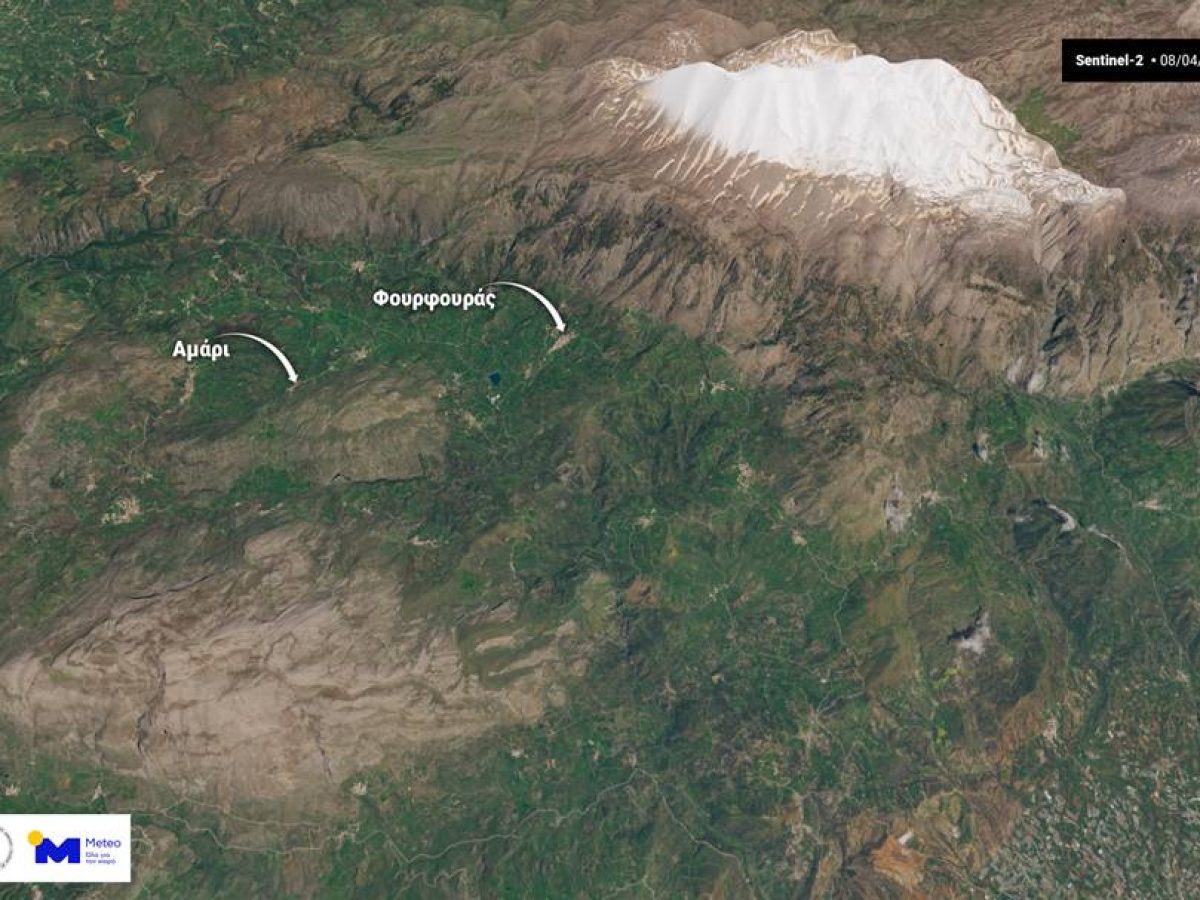 Η δορυφορική αποτύπωση της χιονοκάλυψης στον Ψηλορείτη 