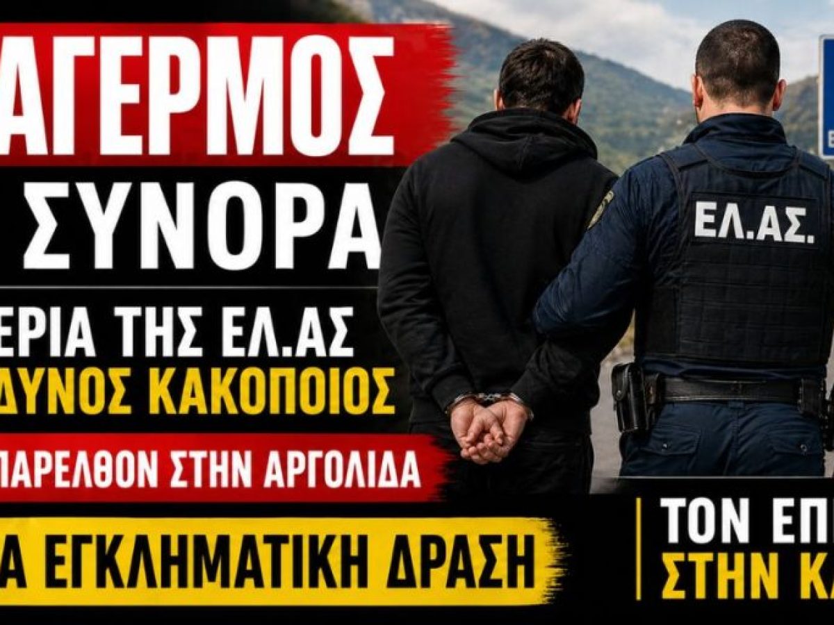 «Μπλόκο» στην Κακαβιά: Στα χέρια της ΕΛ.ΑΣ επικίνδυνος κακοποιός με βαρύ παρελθόν στην Αργολίδα