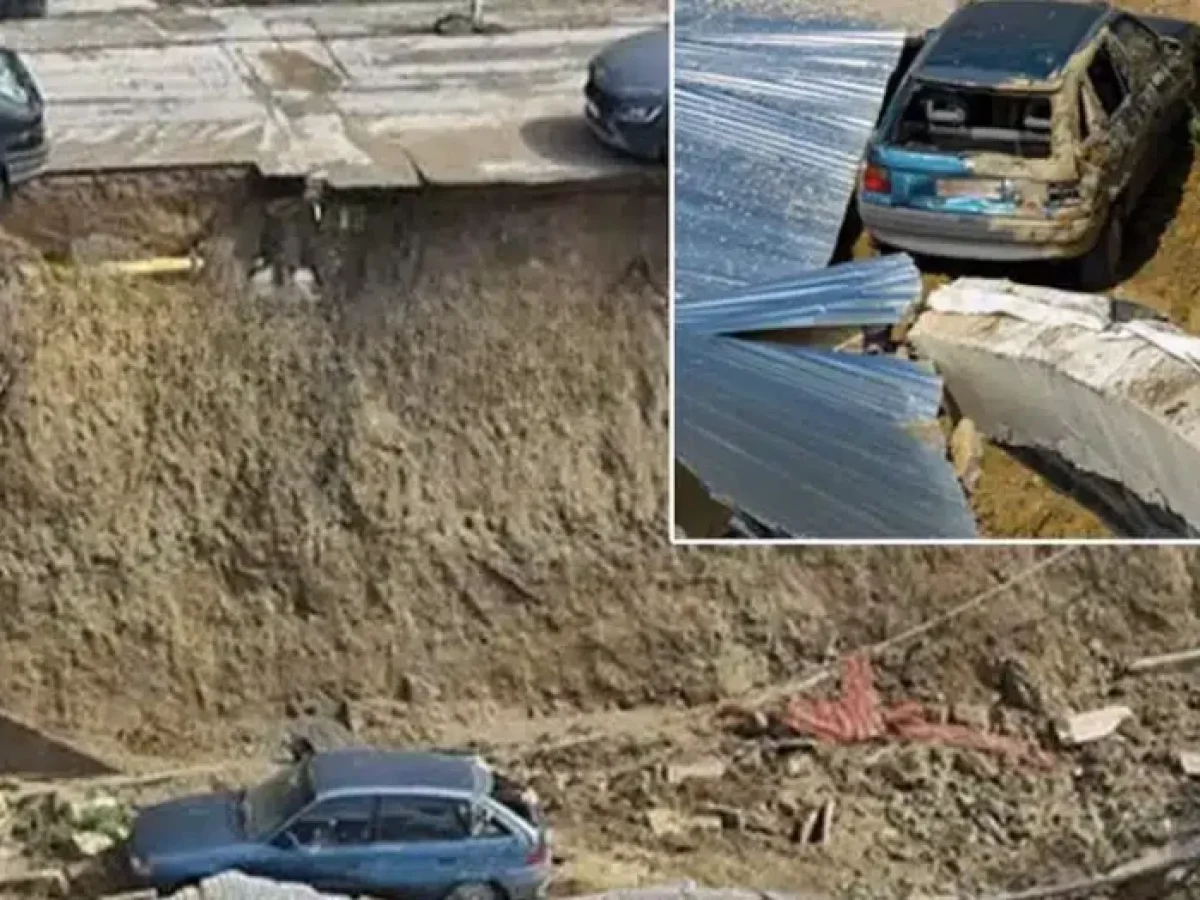 Σοκ σε ελληνική πόλη: Δρόμος υποχώρησε και «ρούφηξε» αυτοκίνητο – Βίντεο από την πτώση στο κενό